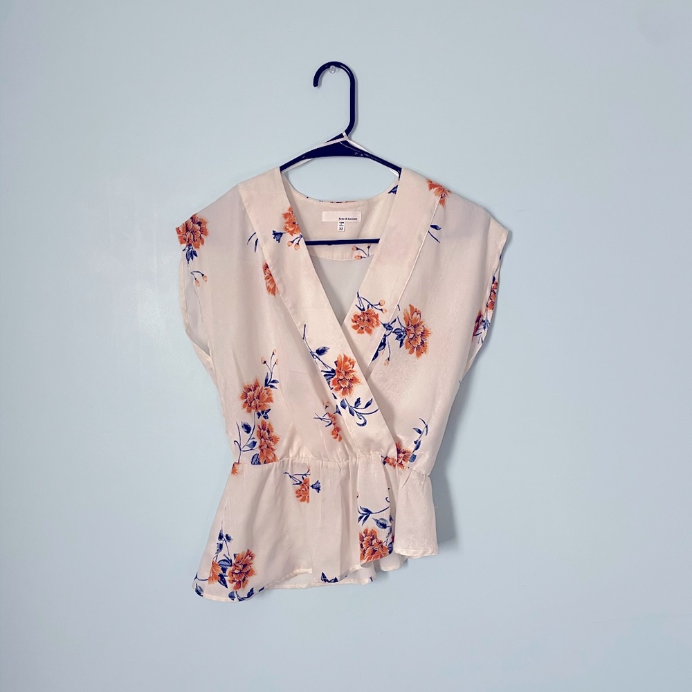 Floral asymmetrical top/blouse
